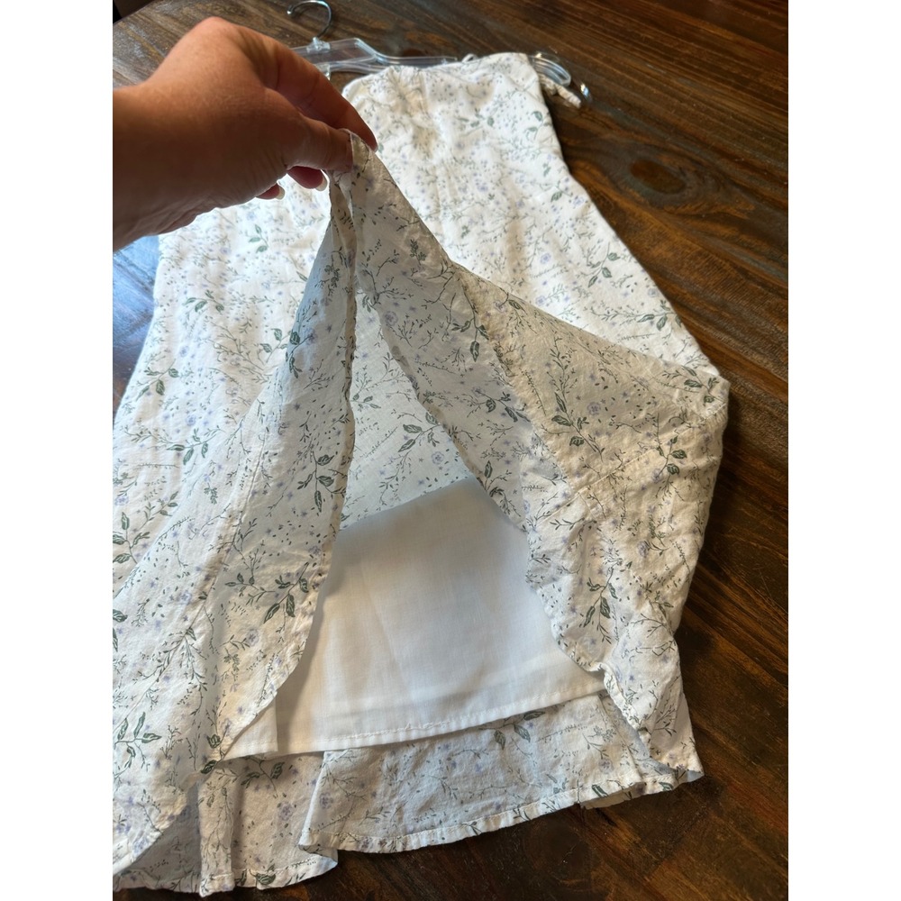 Ivy + Main Floral Mini Dress White Blue Sweetheart Tie Strap Smocked Back XL - Picture 6 of 7